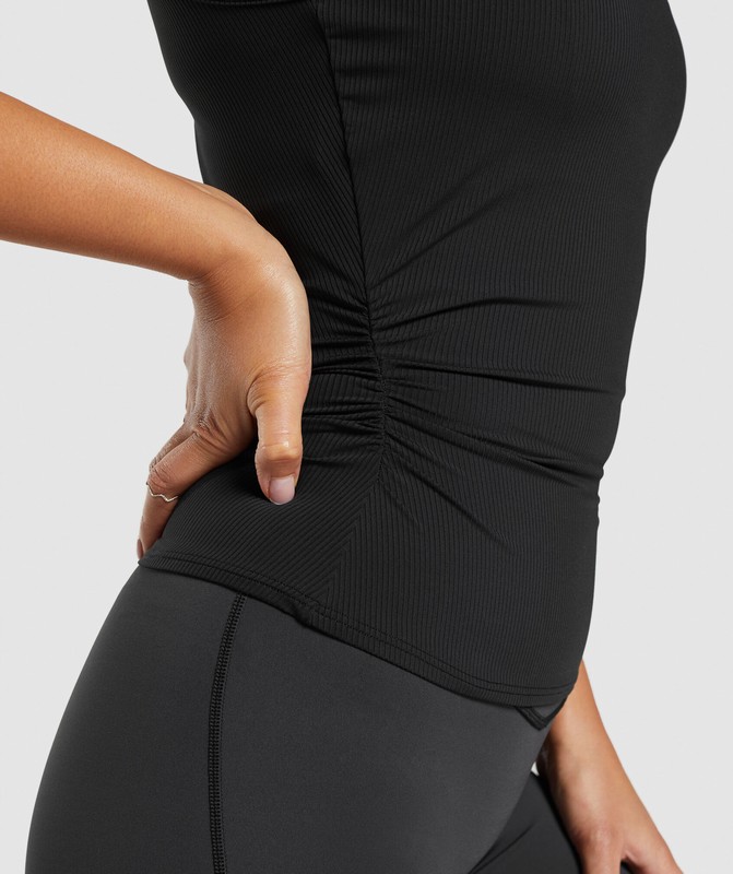 Gymshark Elevate Ruched Tank Black | 38720KJHG