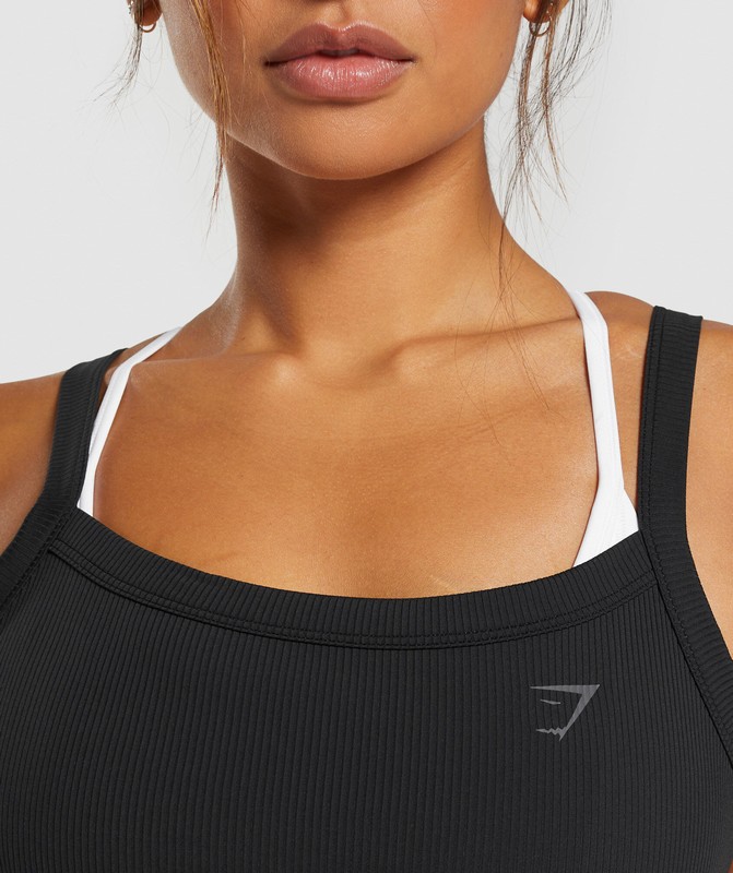Gymshark Elevate Ruched Tank Black | 38720KJHG