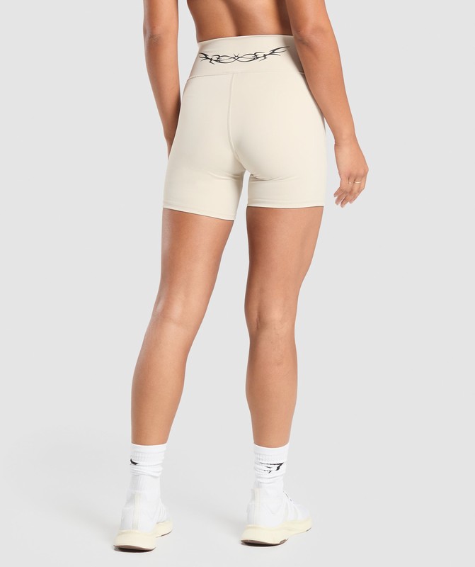 Gymshark Elevate Tattoo Graphic Shorts Cream Beige | 48075RXUG