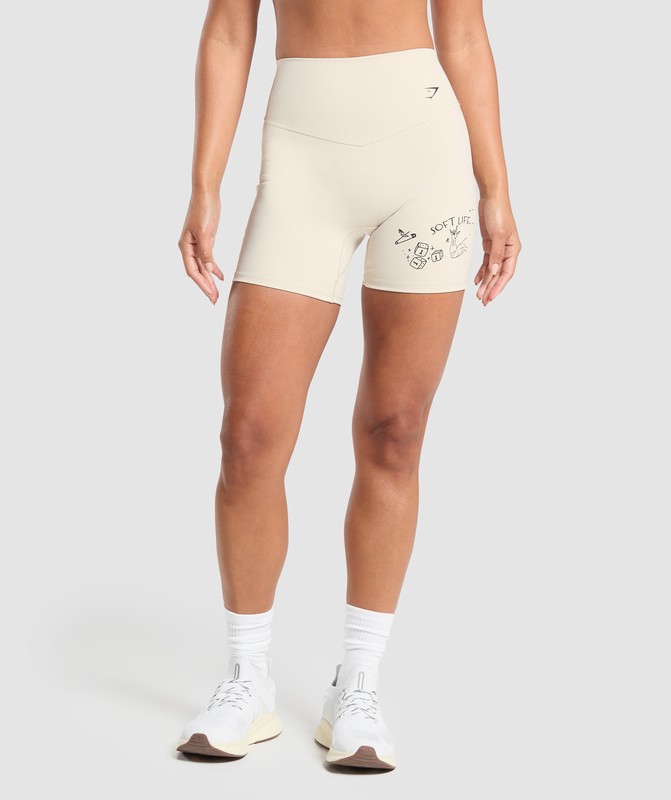 Gymshark Elevate Tattoo Graphic Shorts Cream Beige | 48075RXUG