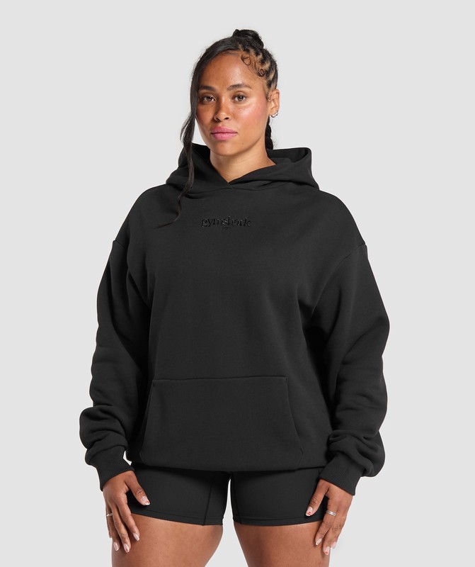 Gymshark Embroidered Logo Oversized Hoodie Black | 70986BVAF
