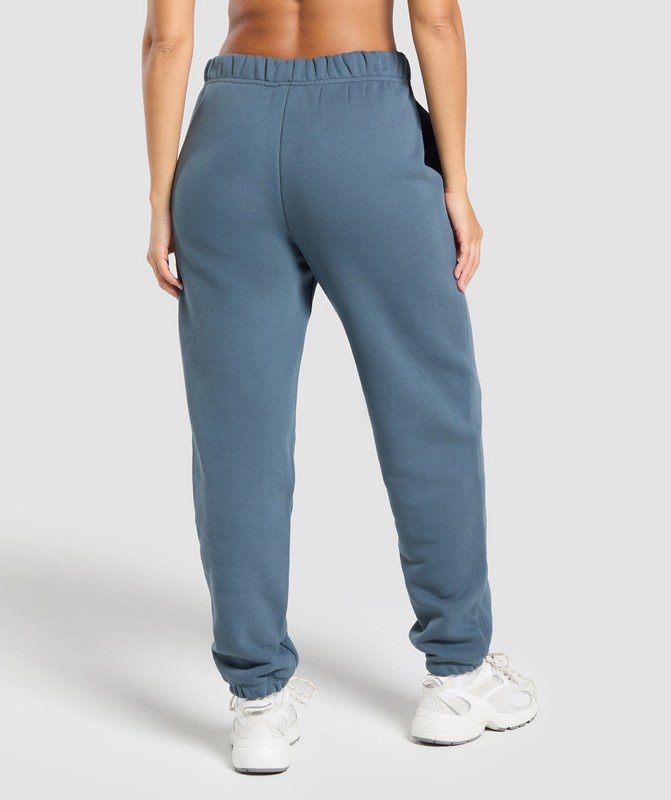 Gymshark Embroidered Logo Oversized Joggers Cargo Blue | 72139WNYX