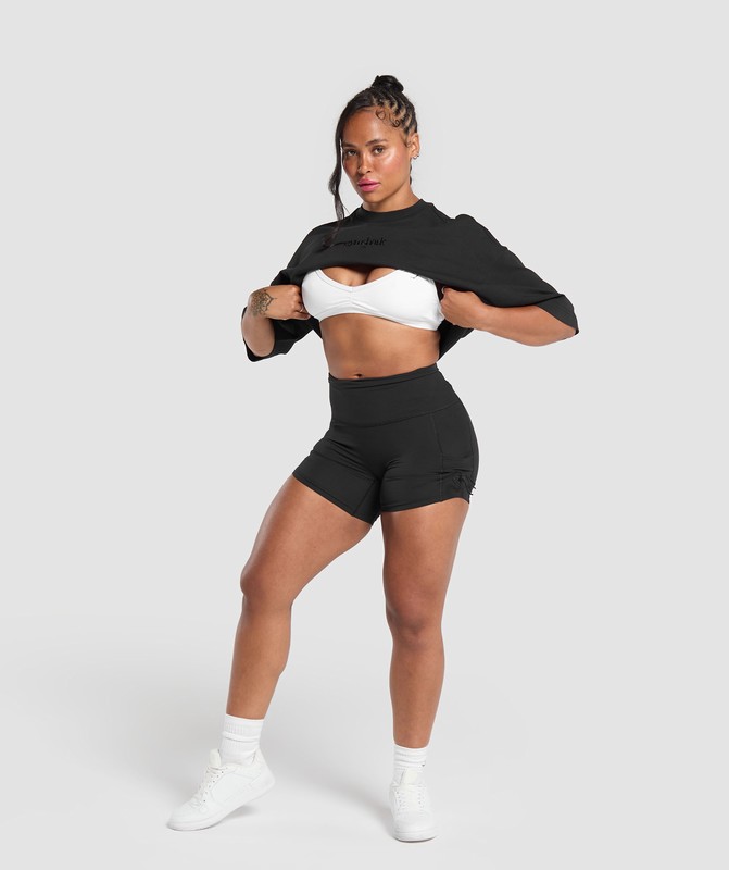 Gymshark Embroidered Oversized T-Shirt Black / Wash | 90357PYVU