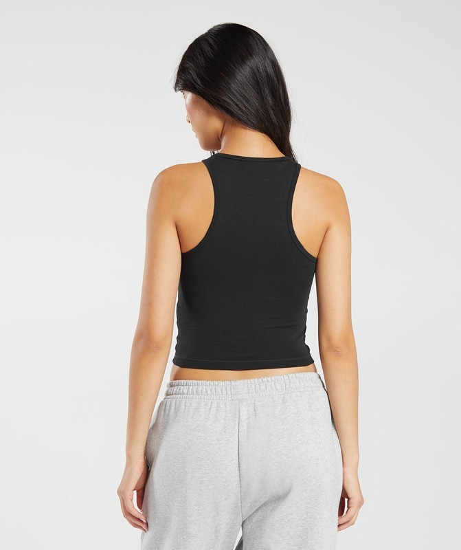Gymshark Essential Cotton Midi Tank Black | 27401QVJH
