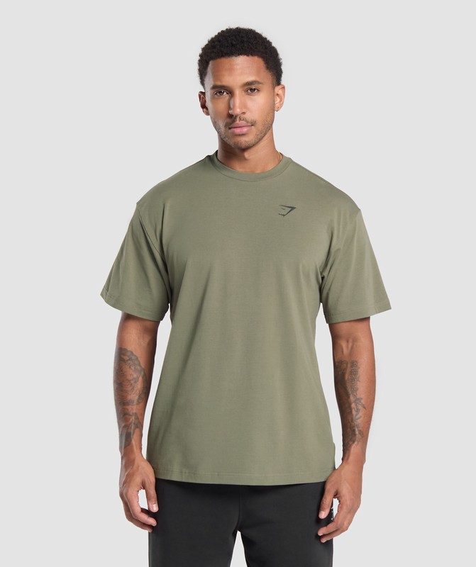 Gymshark Essential Oversized T-Shirt Base Green | 83491ZDAN