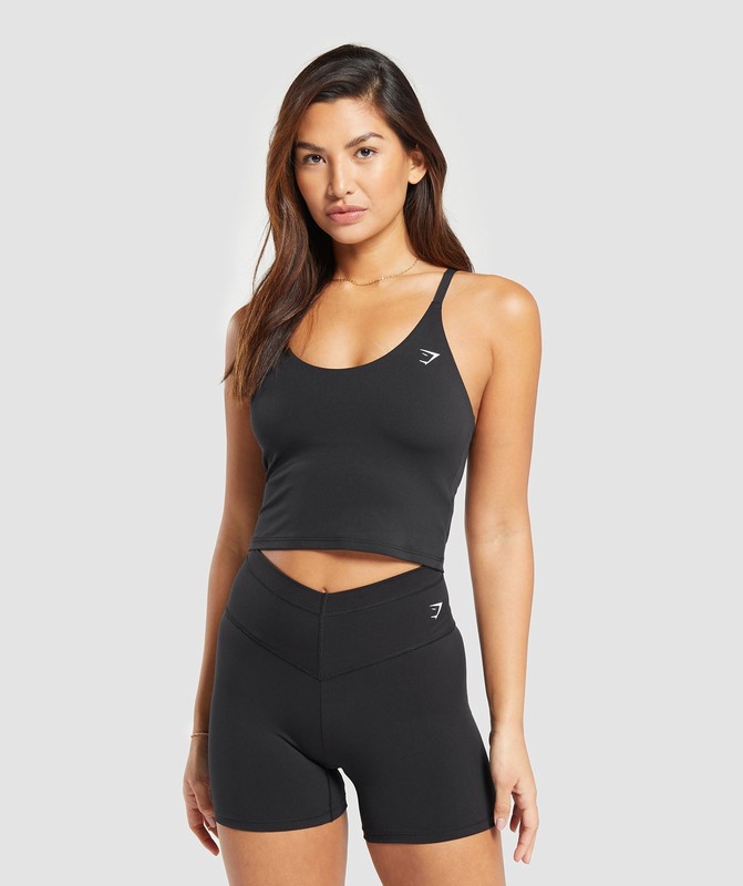 Gymshark Everyday Cami Tank With Shelf Black | 49572SYXZ