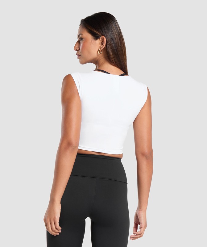 Gymshark Everyday Cap Sleeve Crop Top White | 40296WOBN
