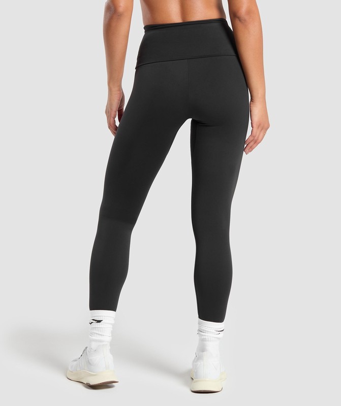 Gymshark Everyday Foldover Leggings Black | 06283VUMH
