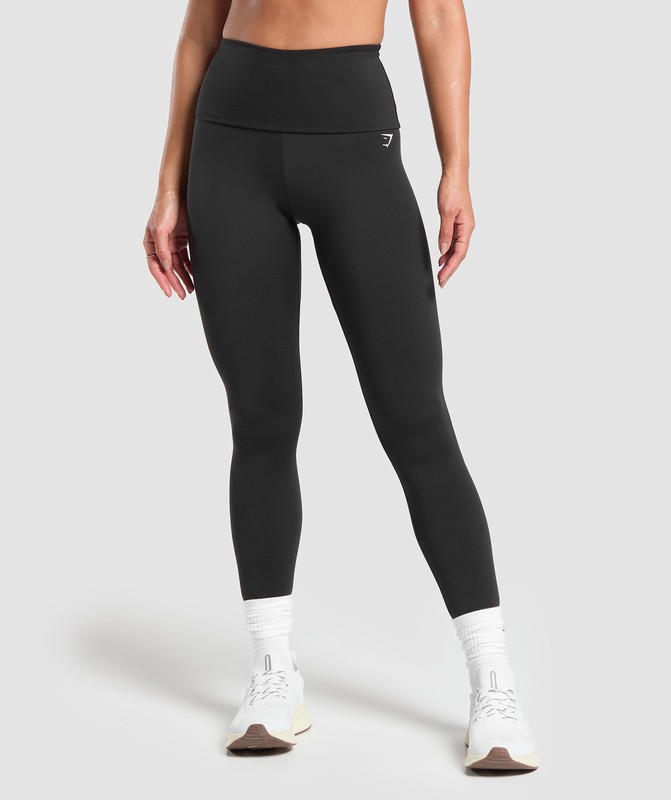 Gymshark Everyday Foldover Leggings Black | 06283VUMH