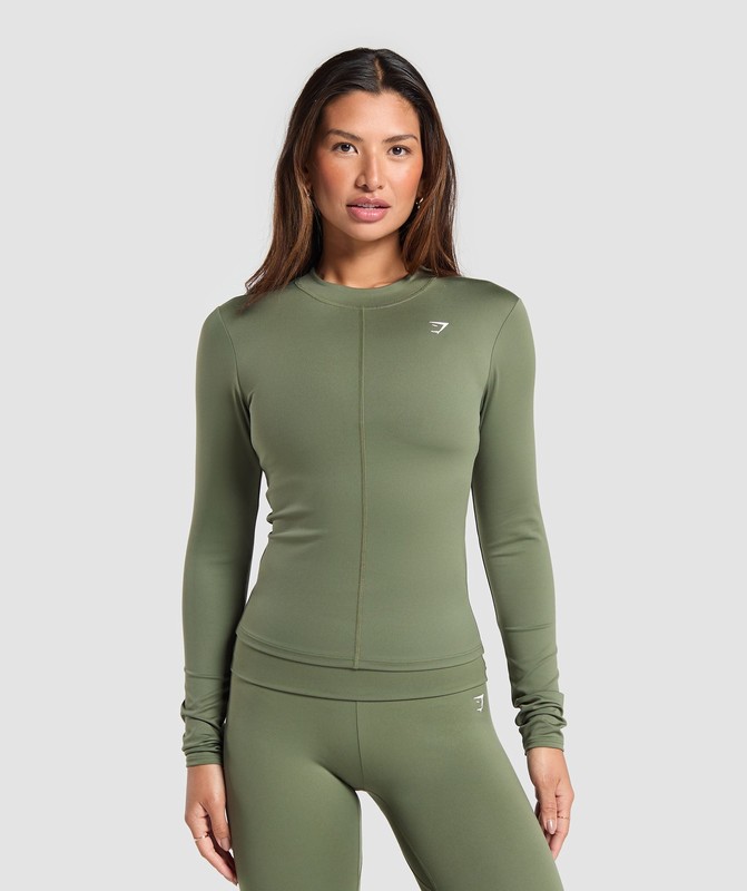 Gymshark Everyday High Neck Long Sleeve Top Core Olive | 79521WFRH