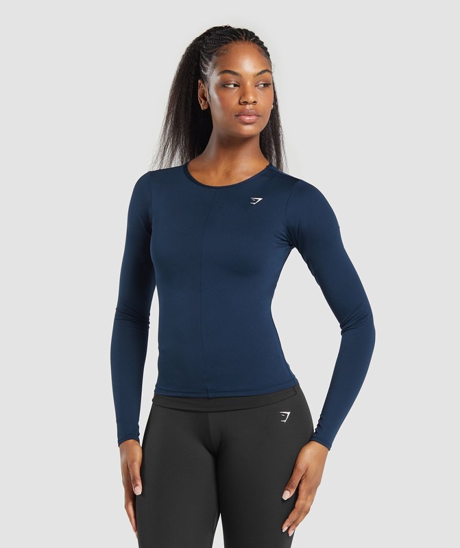 Gymshark Everyday Open Back Long Sleeve Top Navy | 58046AKZR