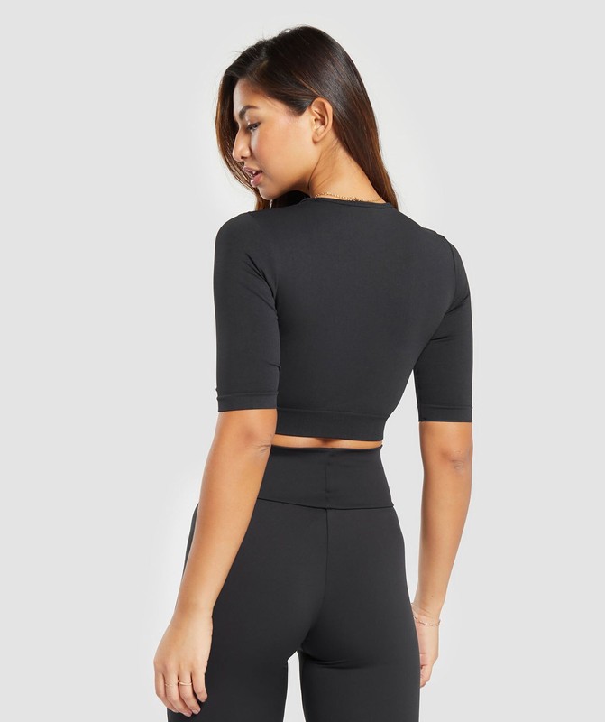 Gymshark Everyday Seamless Crop Top Black | 96137HGRA
