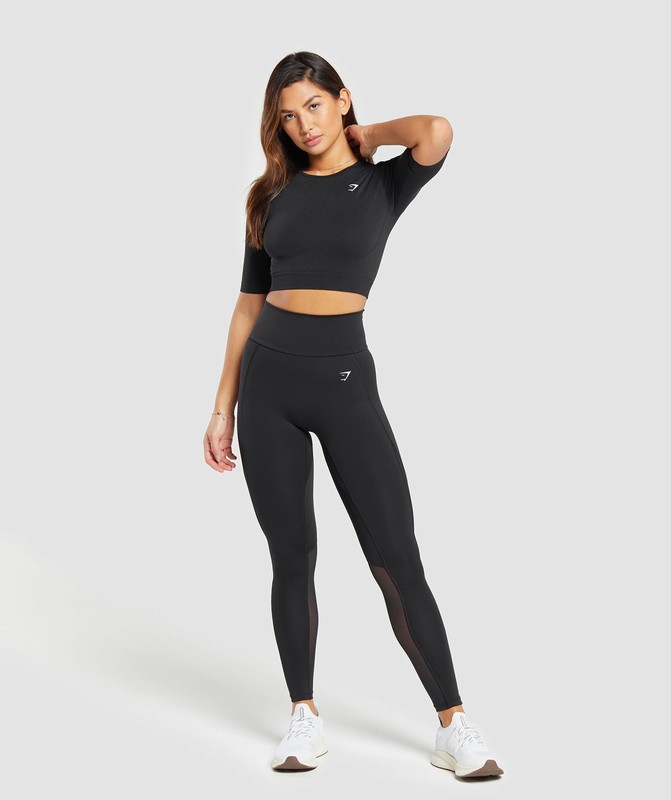 Gymshark Everyday Seamless Crop Top Black | 96137HGRA