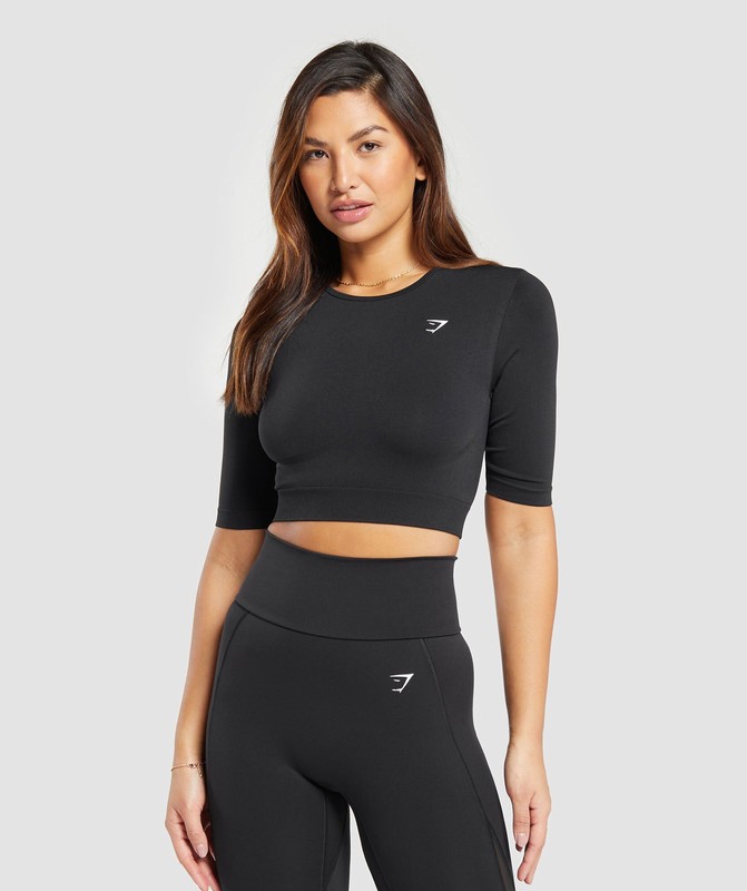 Gymshark Everyday Seamless Crop Top Black | 96137HGRA