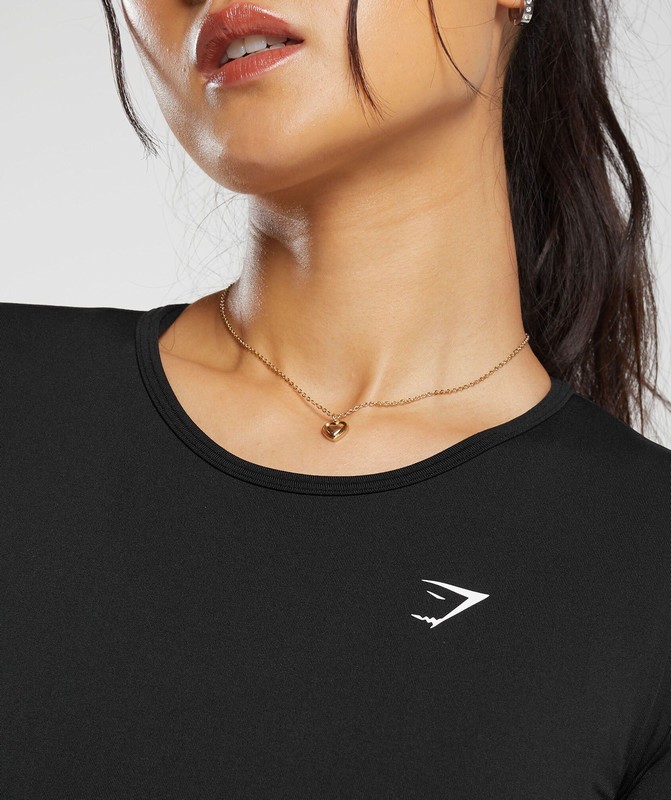 Gymshark Everyday Seamless Long Sleeve Crop Top Black | 96810PVUT