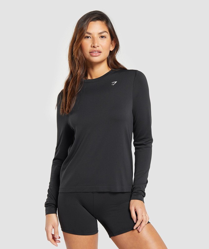 Gymshark Everyday Seamless Long Sleeve Top Black | 28697DQNZ
