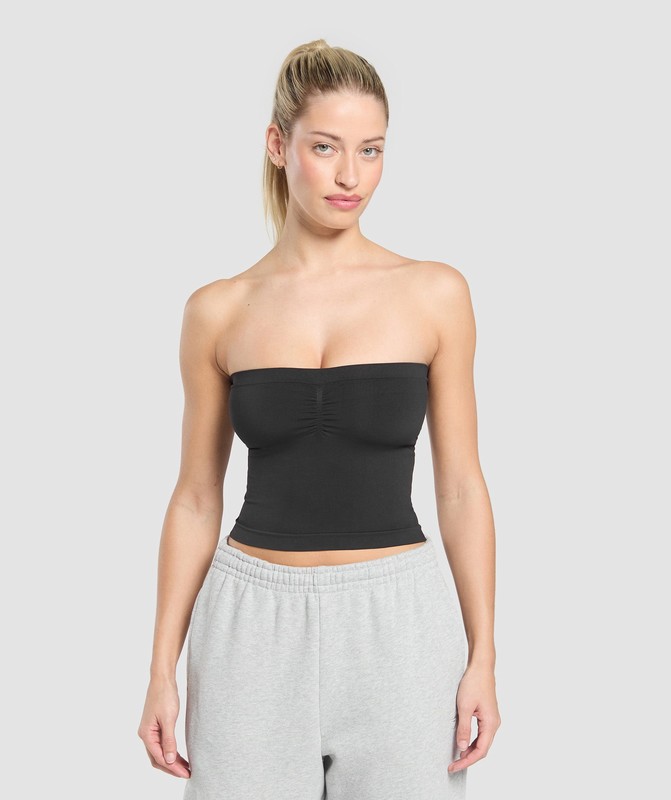 Gymshark Everyday Seamless Midi Tube Top Black | 06194OFAV