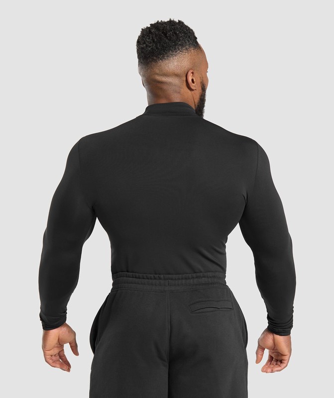 Gymshark Everyday Seamless Mock Long Sleeve T-Shirt Black | 17295LIEZ