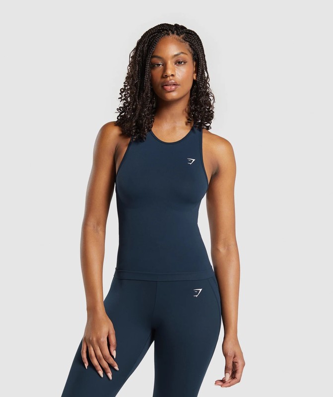 Gymshark Everyday Seamless Tight Fit Tank Navy | 86241MSJA