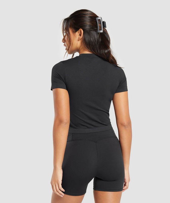 Gymshark Everyday Seamless Tight Fit Tee Black | 64180SMZI