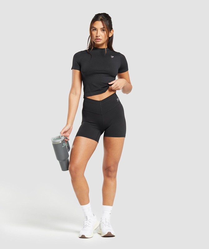 Gymshark Everyday Seamless Tight Fit Tee Black | 64180SMZI