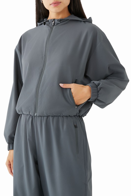 Gymshark Everywear Cropped Lightweight Jacket Slate Teal | 97026SJQT