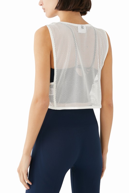 Gymshark Everywear Cropped Mesh Tank Soft White | 96140CMVZ