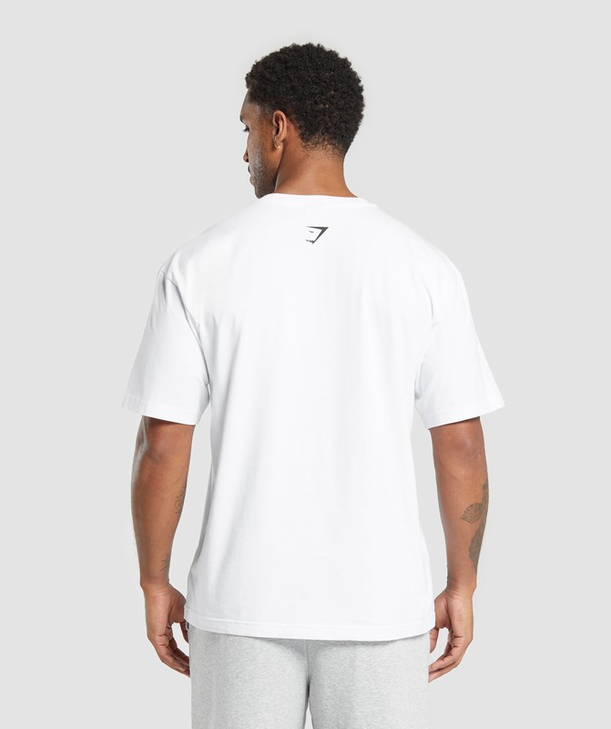 Gymshark Falcon Lifting Oversized Graphic T-Shirt White | 95403HVAF