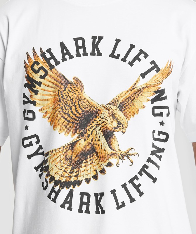 Gymshark Falcon Lifting Oversized Graphic T-Shirt White | 95403HVAF