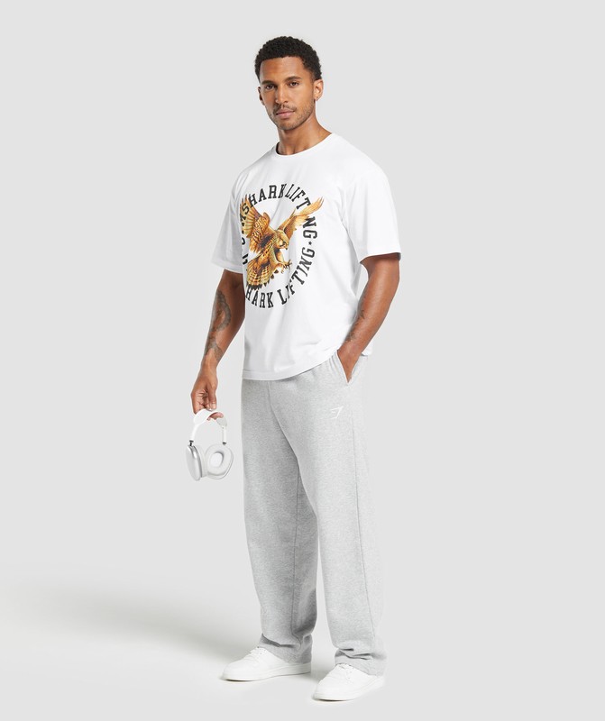 Gymshark Falcon Lifting Oversized Graphic T-Shirt White | 95403HVAF