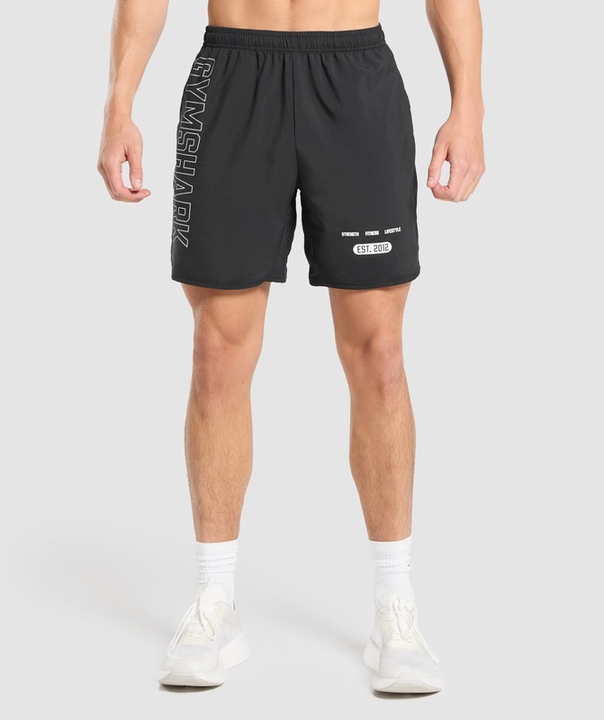 Gymshark Fitness Graphic Shorts Black | 65348YMWX