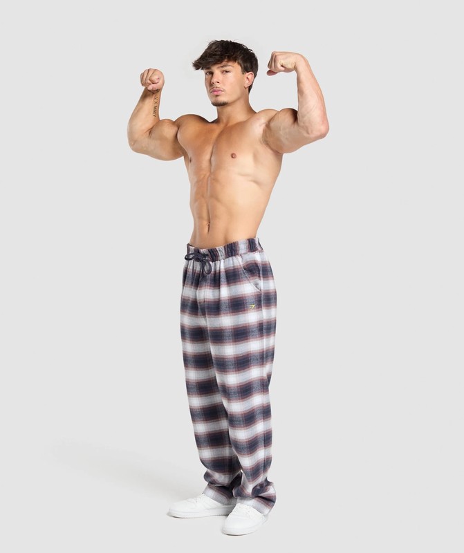 Gymshark Flannel Pants Heavy Blue | 51680VDIS