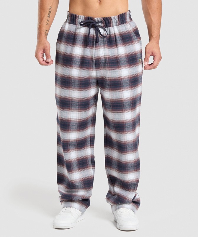 Gymshark Flannel Pants Heavy Blue | 51680VDIS