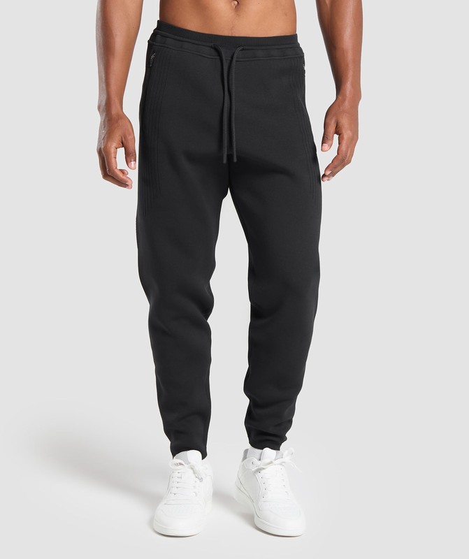 Gymshark Flat Knit Joggers Black | 59786RZKE