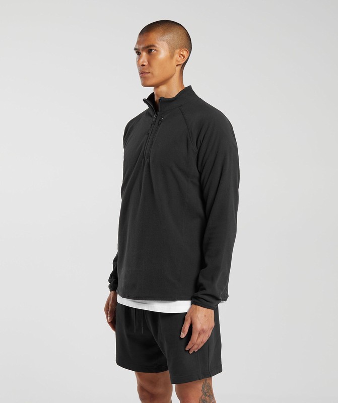 Gymshark Fleece 1/4 Zip Black | 35176ZIDN