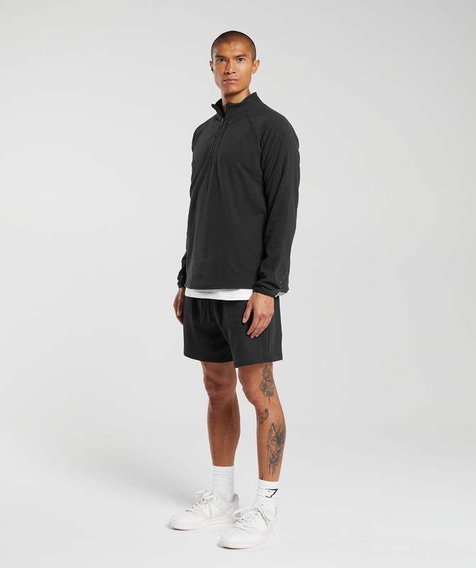 Gymshark Fleece 1/4 Zip Black | 35176ZIDN