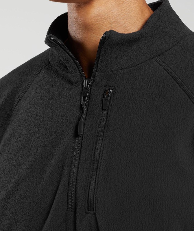 Gymshark Fleece 1/4 Zip Black | 35176ZIDN