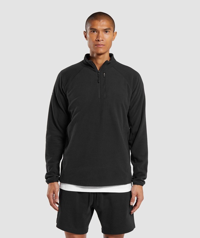 Gymshark Fleece 1/4 Zip Black | 35176ZIDN