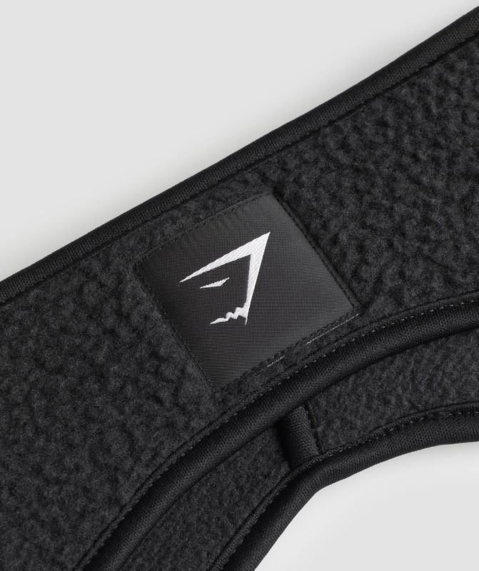 Gymshark Fleece Headband Black | 39456CMLZ