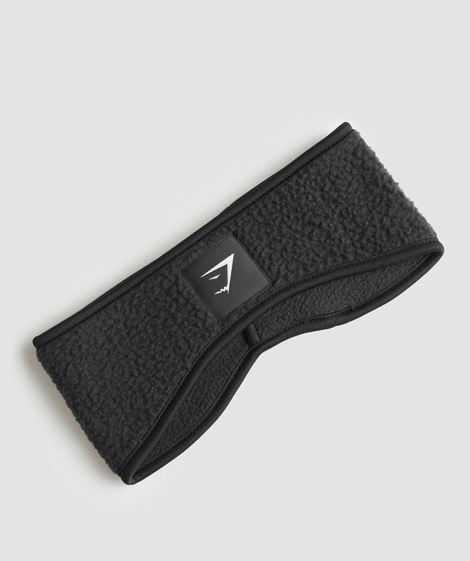 Gymshark Fleece Headband Black | 39456CMLZ