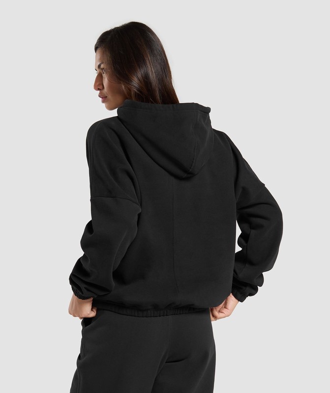 Gymshark Fleece Oversized Hoodie Black | 21850TKDX