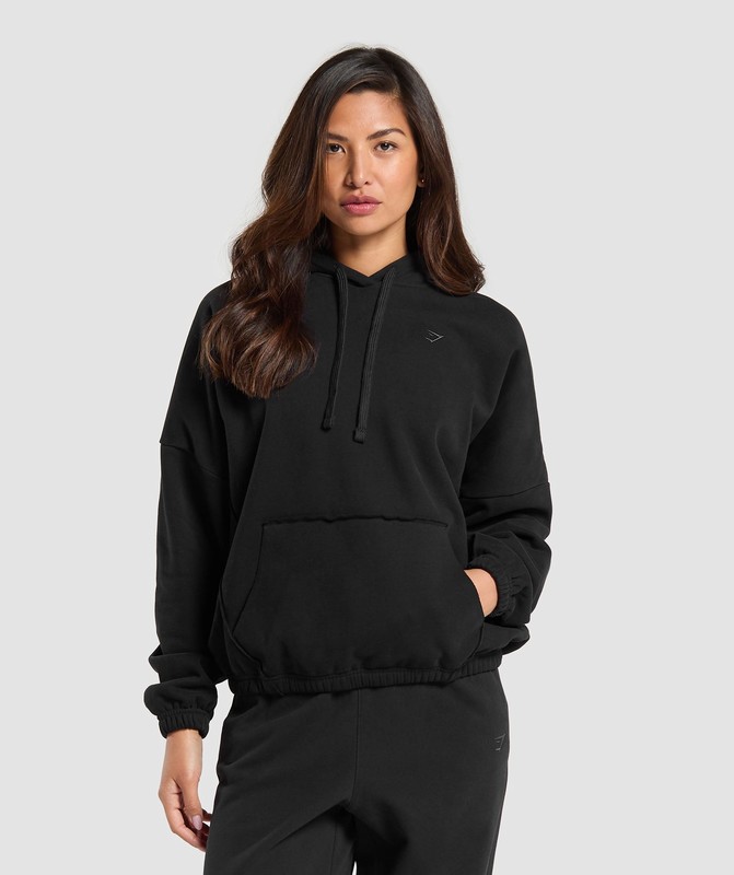 Gymshark Fleece Oversized Hoodie Black | 21850TKDX
