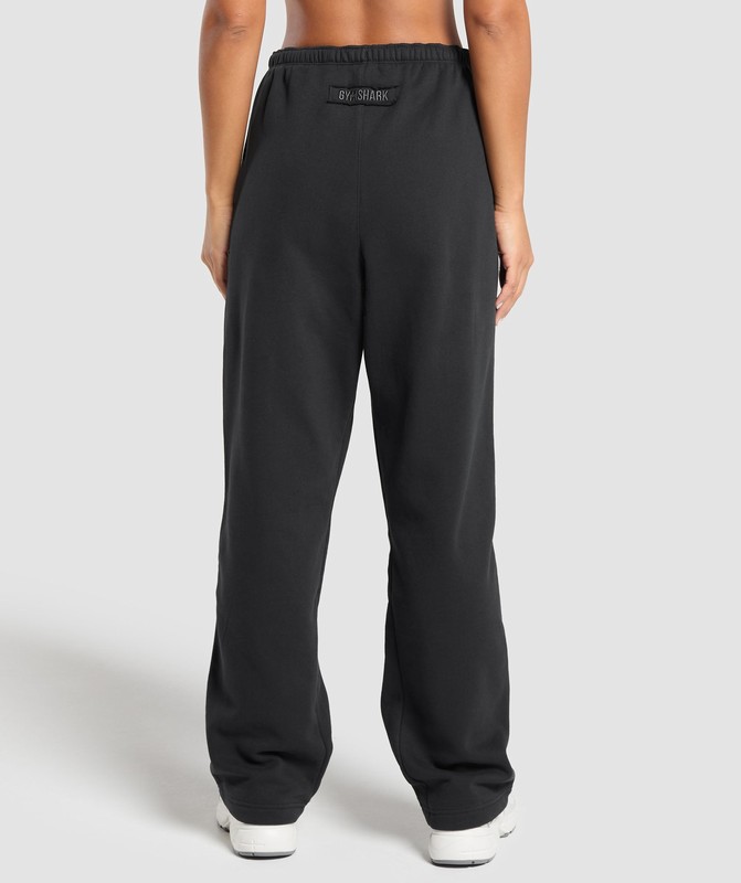 Gymshark Fleece Straight Leg Joggers Black | 01584UVED