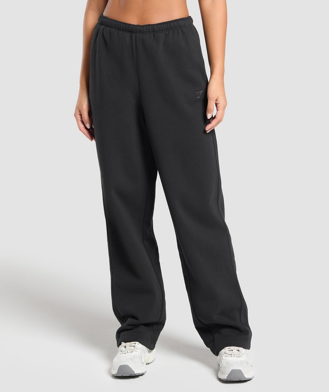 Gymshark Fleece Straight Leg Joggers Black | 01584UVED