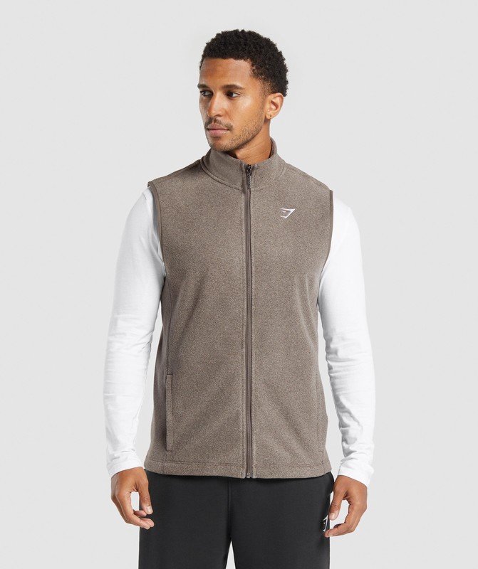 Gymshark Fleece Vest Camo Brown / Sand Brown | 10234UWYN