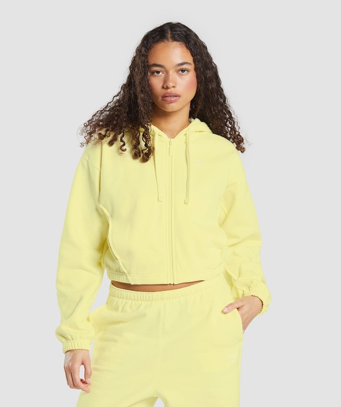 Gymshark Fleece Zip Hoodie Refresh Yellow | 57063VKEF