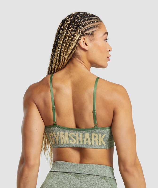 Gymshark Flex Strappy Sports Bra Force Green / Vanilla Beige | 72950SMOY