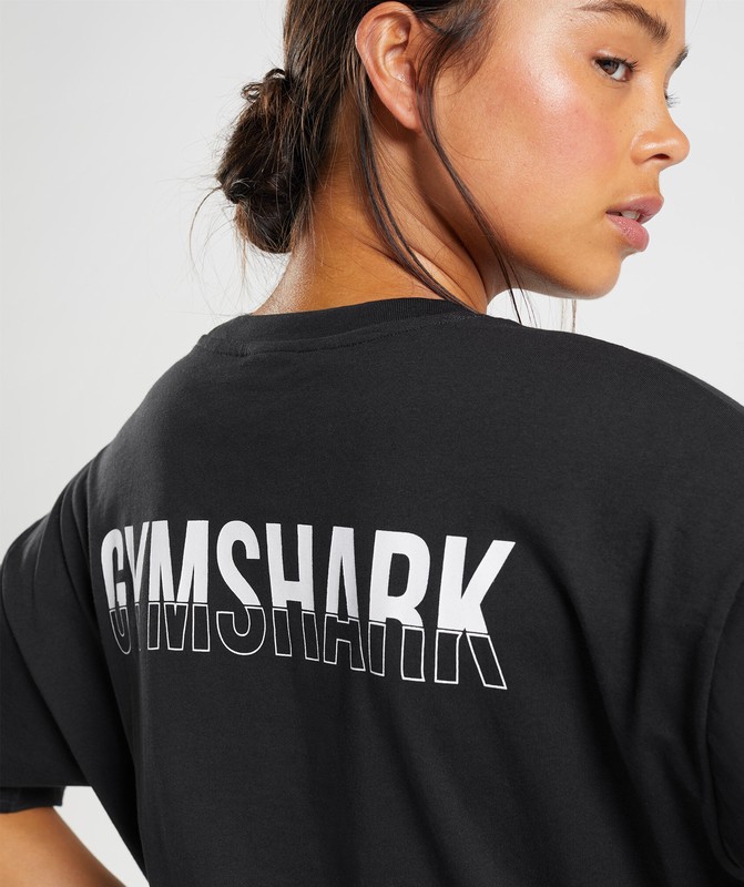Gymshark Fraction Oversized T-Shirt Black / White | 18249IPJH