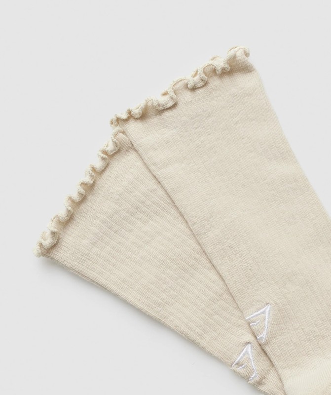 Gymshark Frill Crew Single Sock Cream Beige / Soft White | 02396OIZA