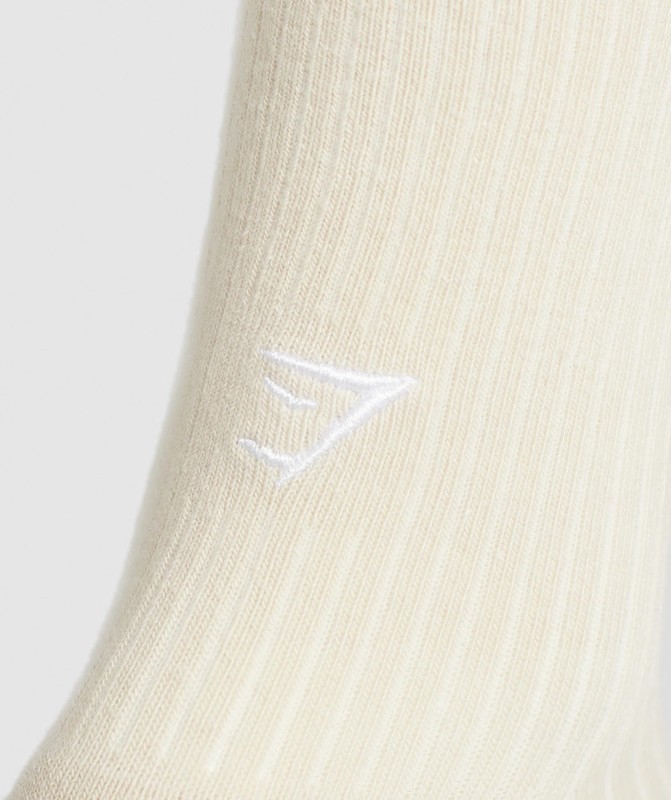 Gymshark Frill Crew Single Sock Cream Beige / Soft White | 02396OIZA